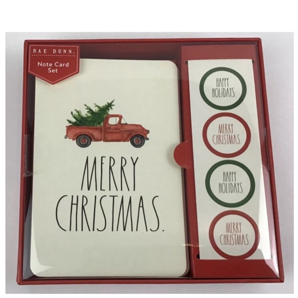 NEW Rae Dunn Merry Christmas Note Cards Red Christmas Truck - Picture 1 of 1